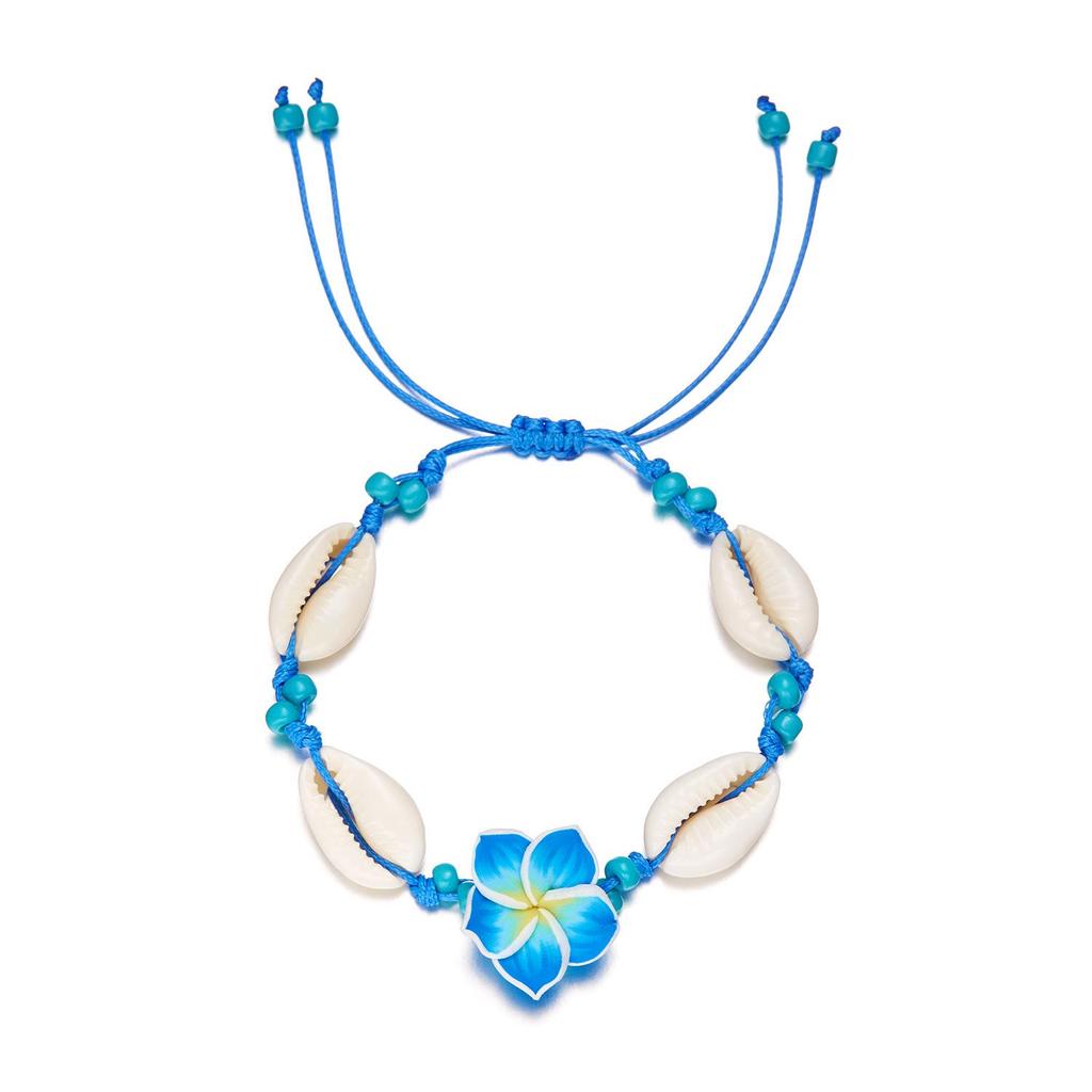 Chic Soft Clay Flower and Shell Woven Bracelet for Women - Versatile Handmade Design