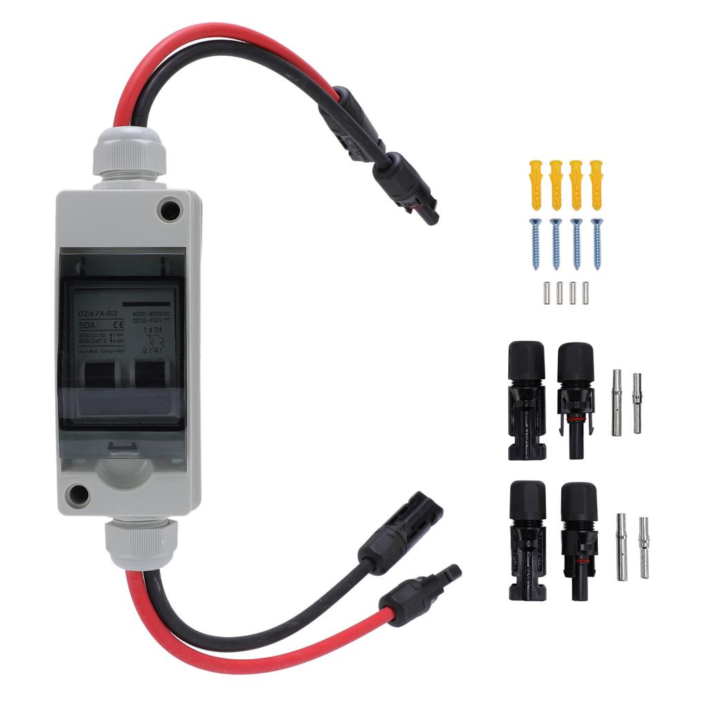 Solar Panel Disconnect Switch 50A 2P IP65 Water Proof Solar PV Circuit Breaker for PV Homes