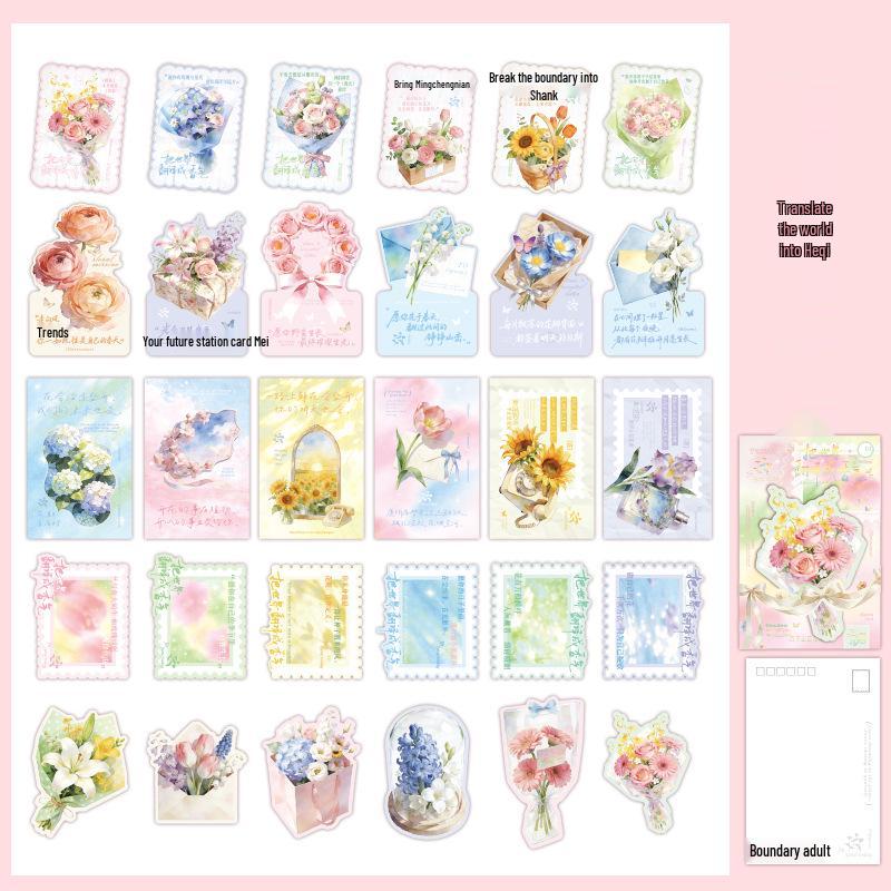 Postcard Flower Bouquet Greeting Card & Wall Decoration