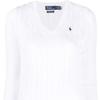 Polo Ralph Lauren Solid V-Neck Long Sleeve Sweater Women Sweaters White 211891641-001
