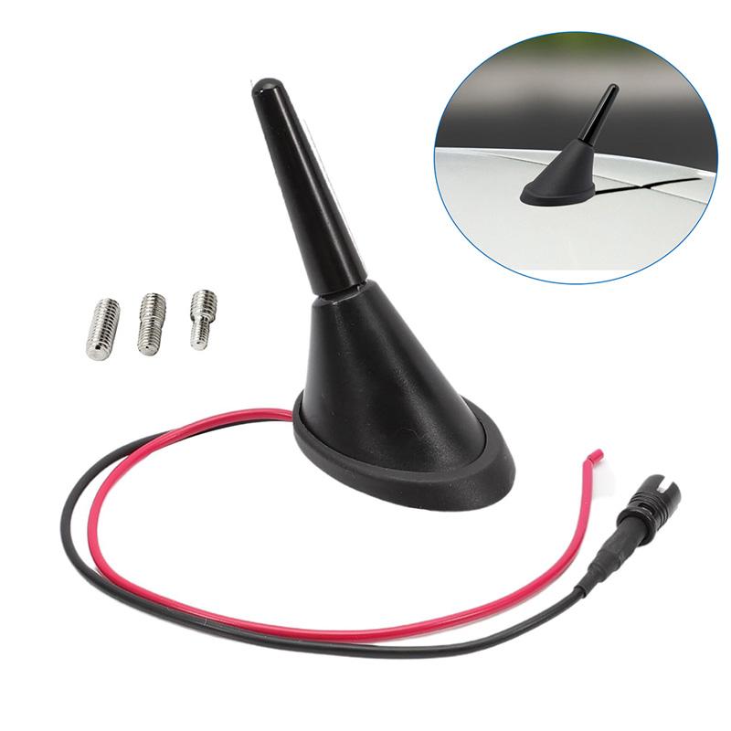 Universal 3cm Short Car Roof Antenna Aerial with Base AM/FM Signal Amplifier Booster Adapter Kit for Auto Vehicle SUV Styling