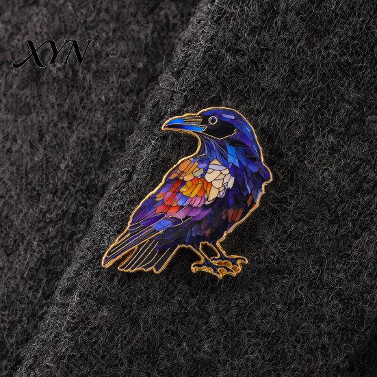 Brooch Pin with Safety Buckle, Enamel Painting Flying Bird Design Lapel Coat Decoration Pin, Zinc Alloy Metal Base Badge for Coats Shirts Backpacks