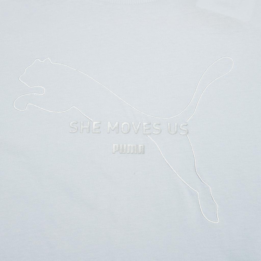 Puma Breathable Sweat-Absorbing Casual Sports Short Sleeve T-Shirt Women Tops Ice-Blue 677355-21