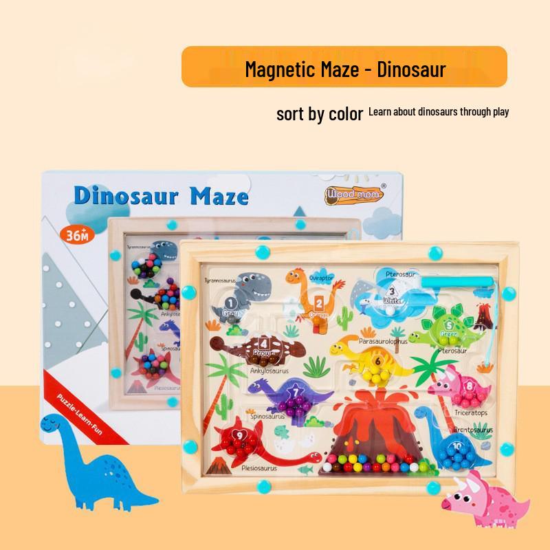 Educational Wooden Magnetic Maze Game for Kids: Pen Control, Bead Maze, Concentration Training Toy