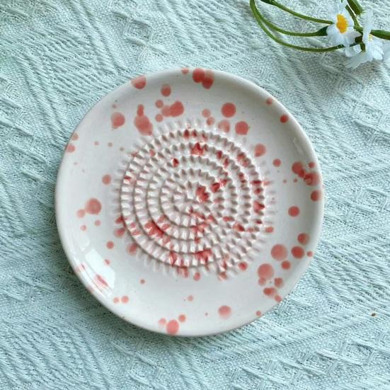 Ceramic Grater Bowl, Manual Ginger Garlic Mincer with Ink Splash Pattern, Pepper Grinding Plate for Wasabi Daikon, Dishwasher Safe Kitchen Essential
