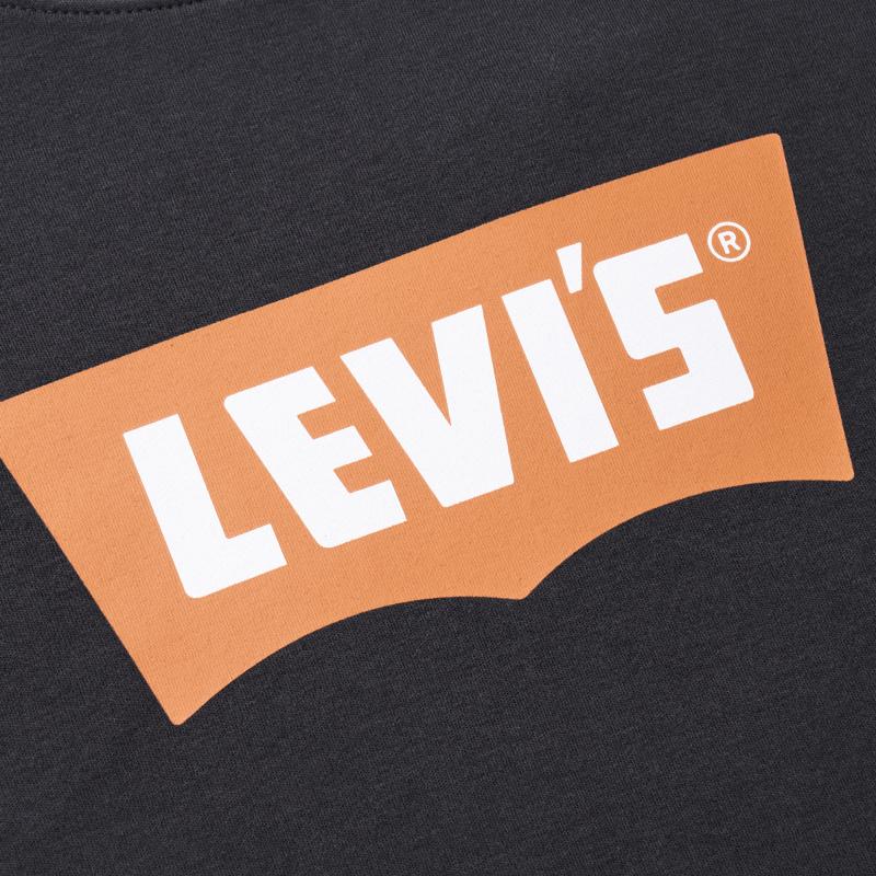 Levis Color Block Letter Print Comfortable Short Sleeve T-Shirt Men T-Shirts Black 001AM-0000