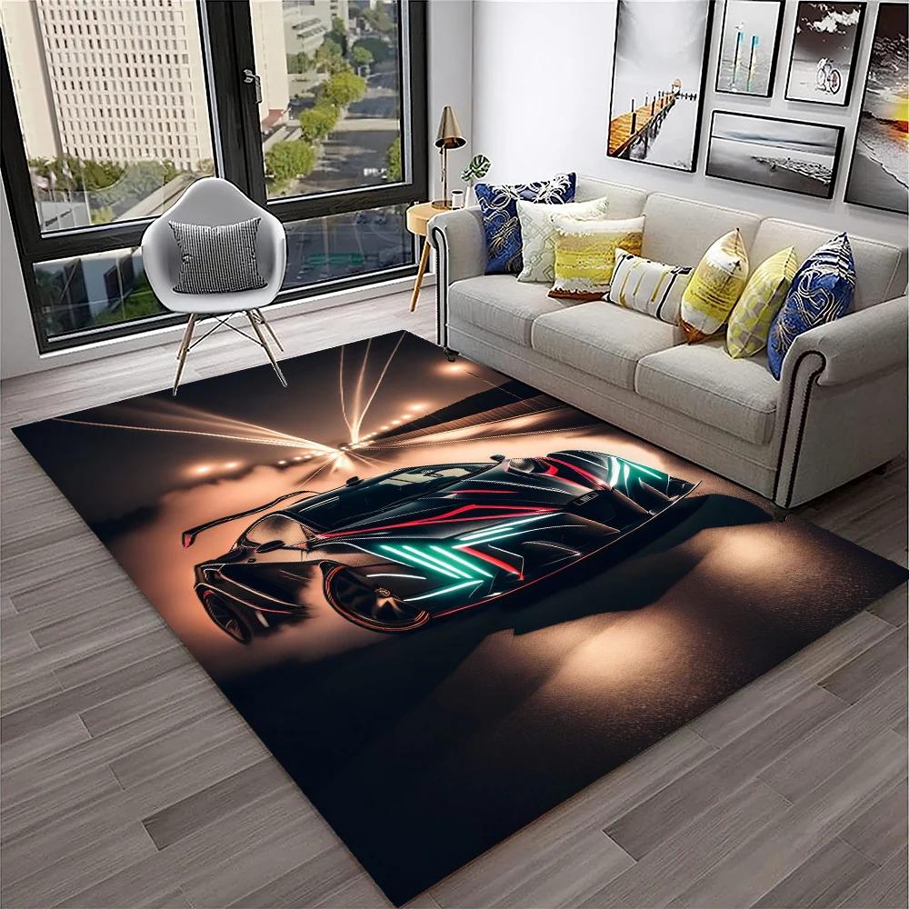 Racing Car Sports Car Carpet Rug for Home Living Room Bedroom Playroom Sofa Doormat Decor,Kids Game Area Rug Non Slip Floor Mat