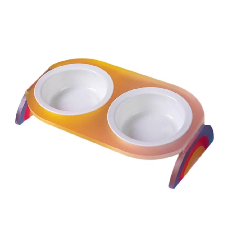 

Pet Feeding Station With Ceramic Bowl Splash Proof For Better Digestion Heavy Duty Feeding Stand