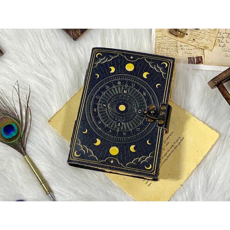 Leather Journal Notebook Print Journal Spell Book Grimoire Junk Journal Witch and Wiccan Handmade