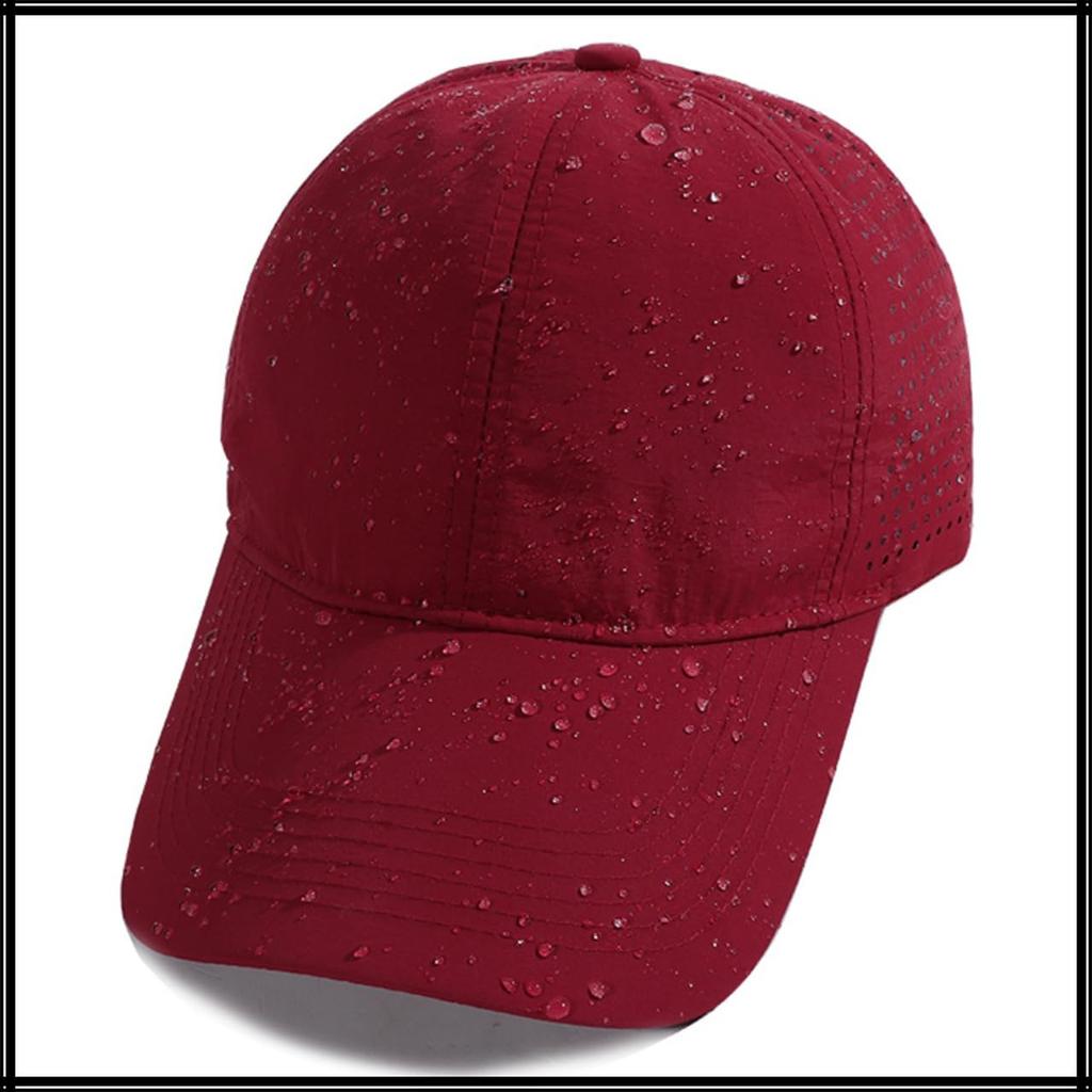 Cap Hat Waterproof Mesh Running Sports Breathable UV Protection Men Women CZ972 [White Fang] (Wine)