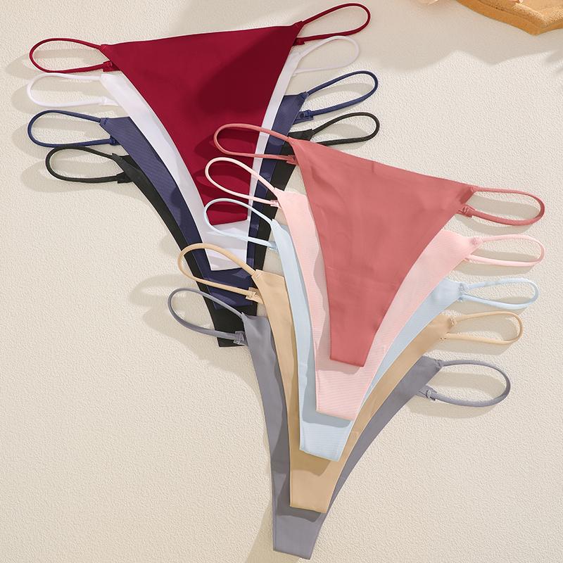 5Pcs/Set Sexy Minimalist Thong Underwear for Women Low Rise Thin Strap Seamless Soft Comfortable Briefs