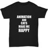 Animation und Katzen machen mich glücklich T-Shirt Lustiges Hobby Geschenk Liebhaber Unisex T-Shirt