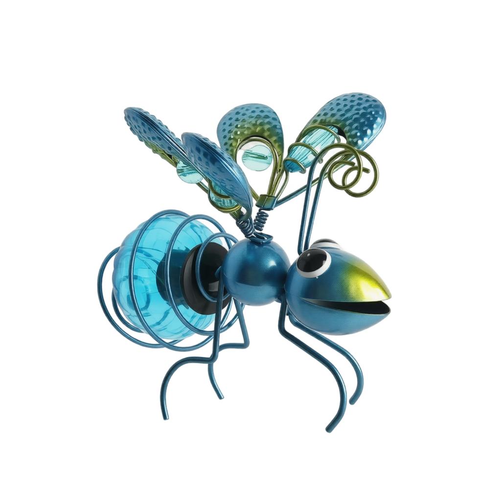 Solar Powered Bee Garden Light Outdoor Decorative Metal Sculpture with Glass Globe for Yard Patio Lawn Pathway Accent Lighting