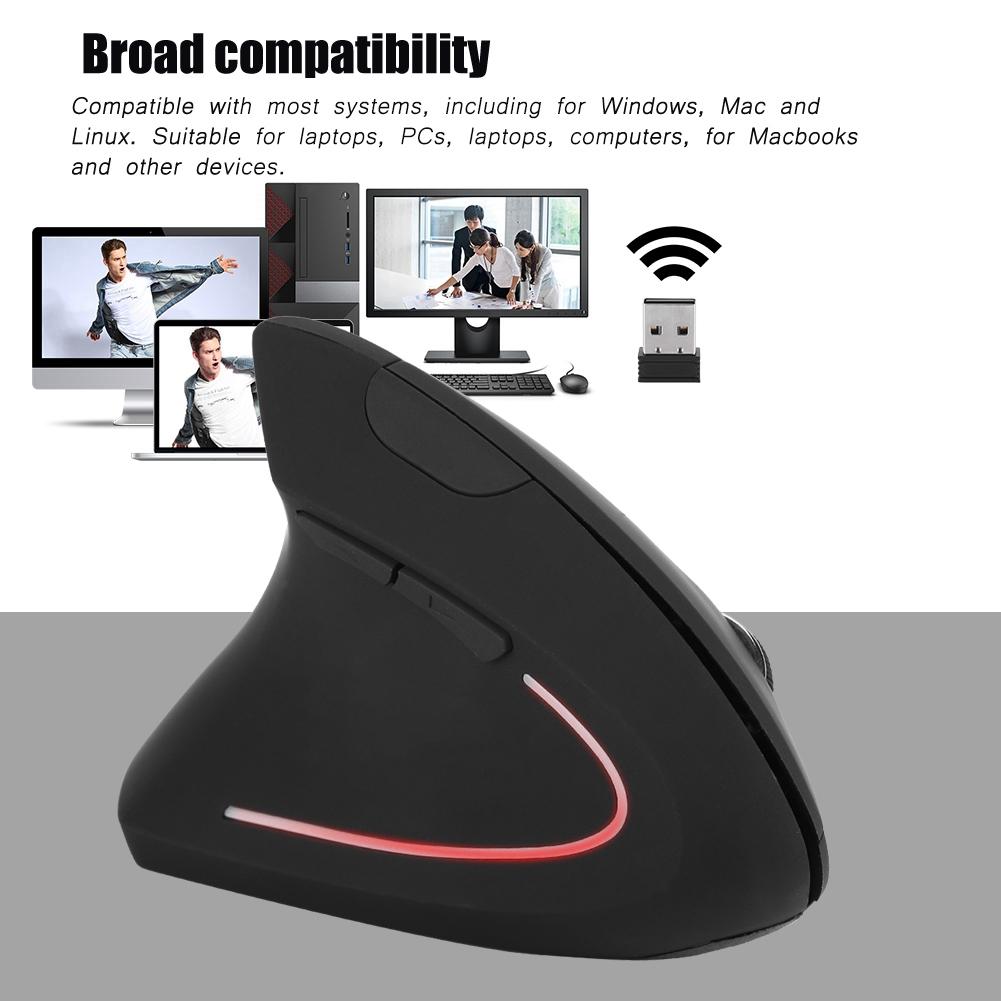 Left Handed 2.4GHz Wireless USB Ergonomic Vertical Optical Mouse For PC Computer Laptop