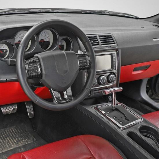 Carbon Fiber Console Steering Wheel Cover Trim For Dodge Durango Charger 2009-14