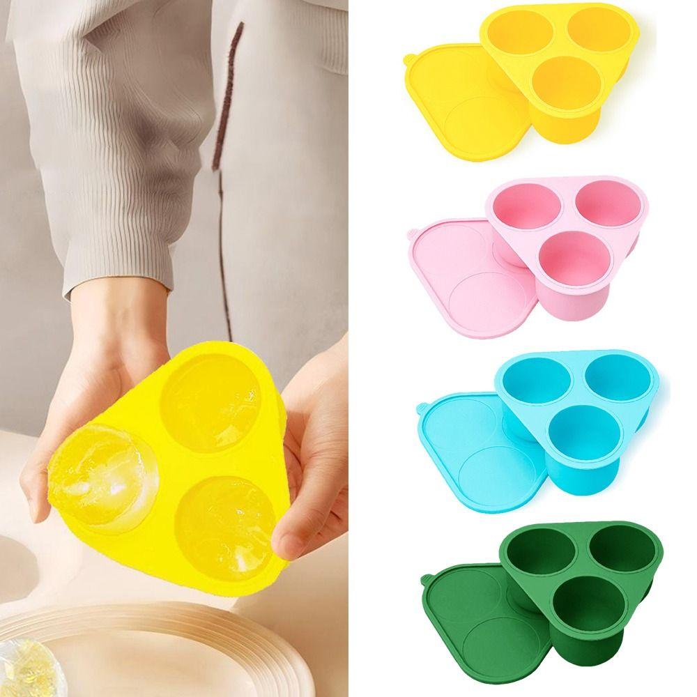 Food Grade Silicone Ice Cube Tray with Lid 3-grid Ice Ball Mold Ice Maker Commercial