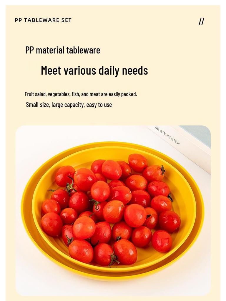 Cross-border Plastic Tableware Set: Plates, Bowls, Cups, Vomit Bowls, 24-Piece for Home Use.