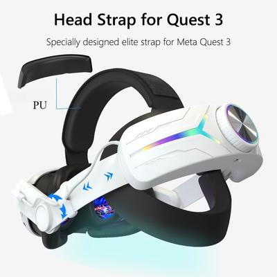 1CP VR Headset Com Head Strap, Elite Headset, Bateria Para Meta Oculus Quest 3, Acessórios RGB, 6000mAh