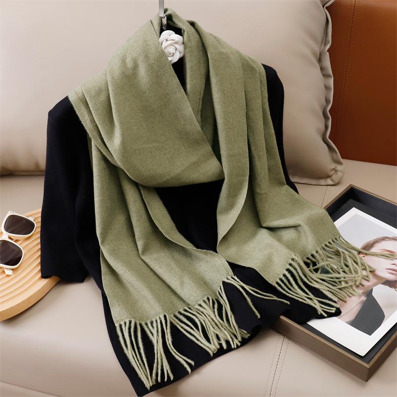 New Winer Warm Cashmere Scarf for Women Fashion Solid Thick Blanket Pashmina Shawl Wrap Female Bufanda Echarpe Foulard
