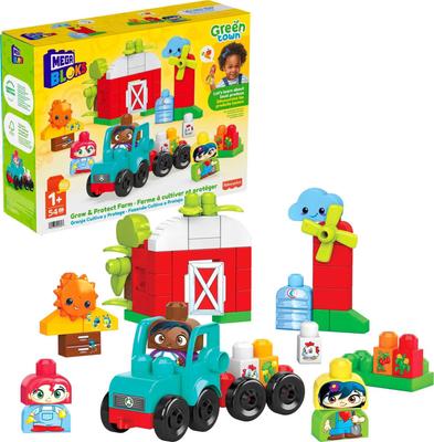 MEGA BLOKS Green Town Bi och Rolig Gårdstraktor Set [Byggklossar] [Antal Klossar: 51 delar] [1 år och uppåt] HDL07