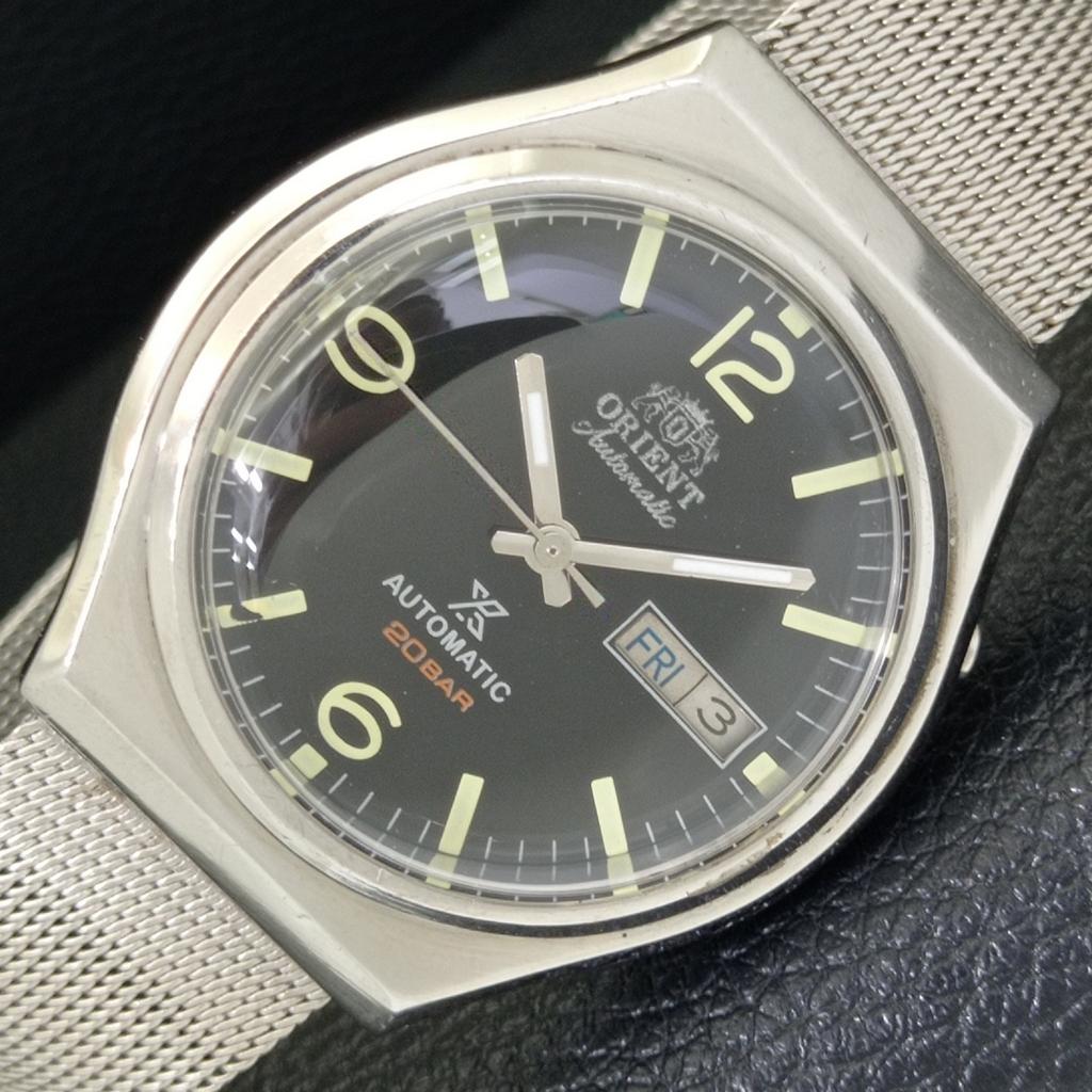 VINTAGE ORIENT AUTOMATIC 46941 JAPAN MENS BLACK COLOR DIAL WATCH A700666-5 R204-a700666