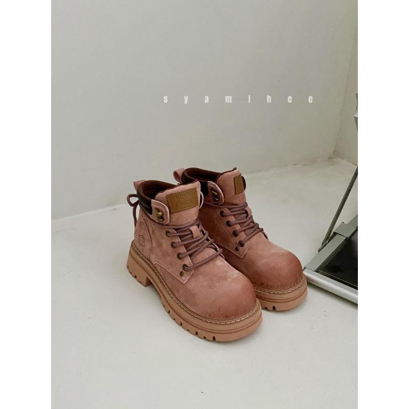 

Inner heightening women s boots Martin boots women s spring and autumn new outdoor mountaineering rhubarb boots tooling boots children s short boots 39 рожевий