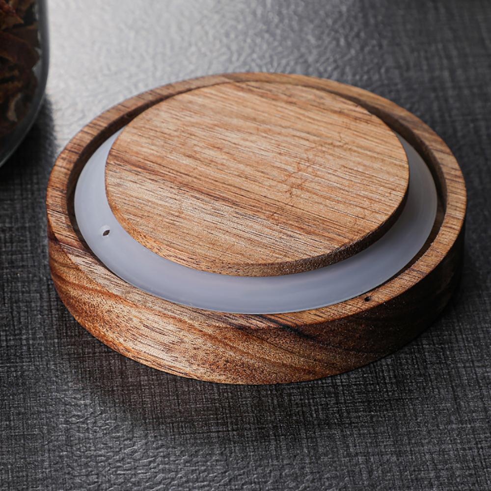 Frasco de Vidrio Sellado de Gran Capacidad Tapa de Madera Tanque de Almacenamiento de Granos de Café Contenedor Creativo para Alimentos Granos Tanque de Almacenamiento Multiusos