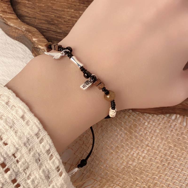 Vintage Beaded Butterfly Pendant Bracelets for Women New Trendy Crystal Handmade Beads Adjustable Bracelet Jewelry Accessories