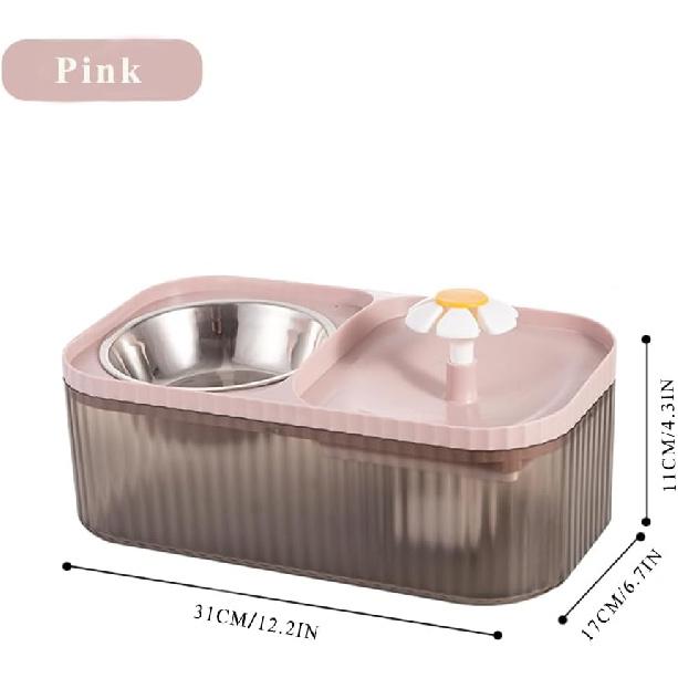 Fontanna Wodna dla Kota Marchul i Miska na Karmę ze Stali Nierdzewnej, Super Cichy Automatyczny Dozownik Wody dla Zwierząt 100oz/3L z Inteligentną Pompą i 3 Zapasowymi