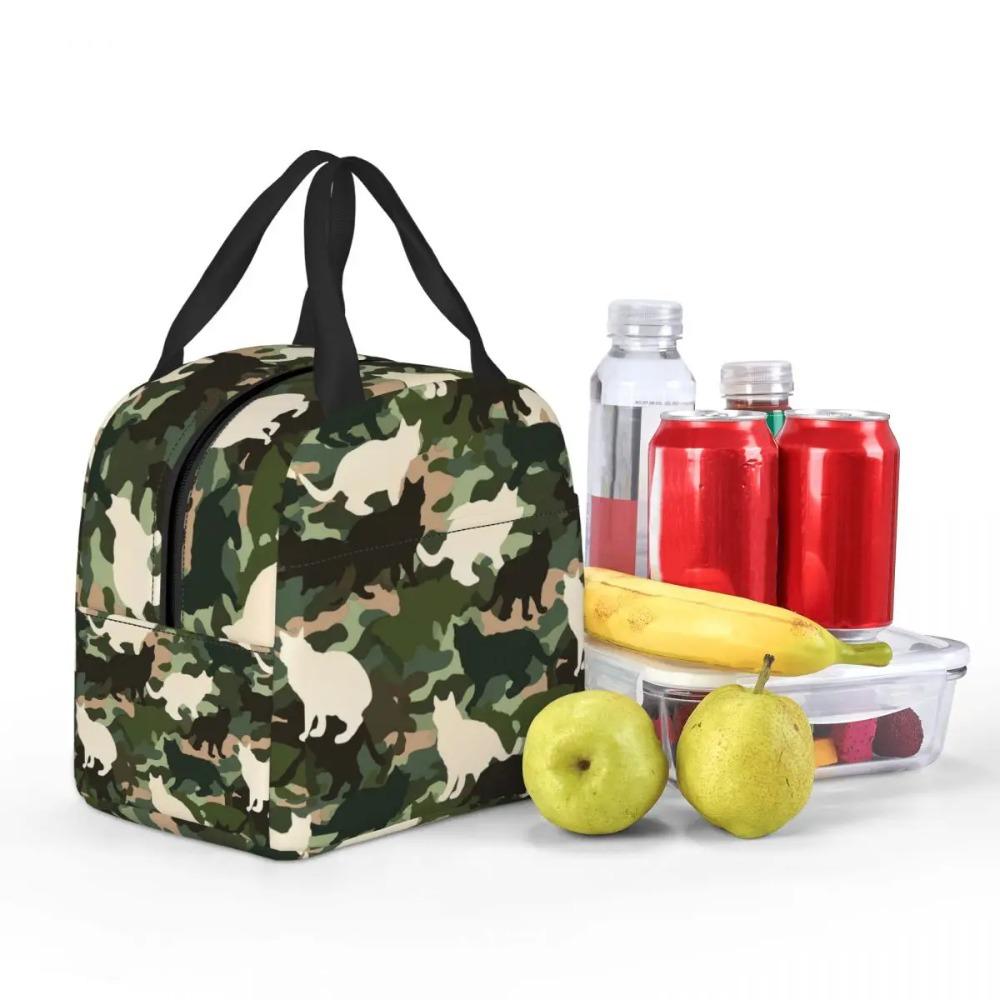 Cat Camouflage Insulated Lunch Bag for Women Office Cooler Thermal Food Box Tote Portable Lunch Boxes Container