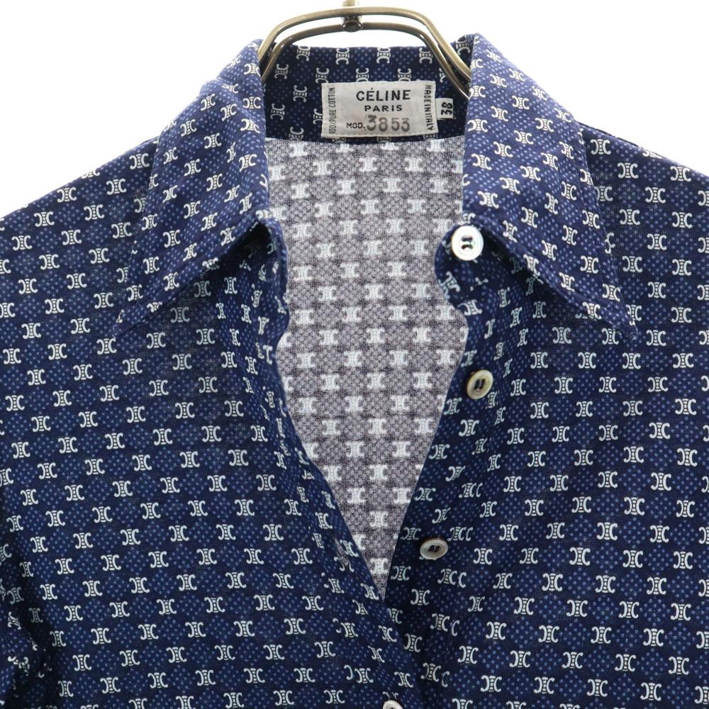 Celine 90s Made In Italy Old JCC Macadam Pattern 7 Minutes Sleeve Shirt Women Used