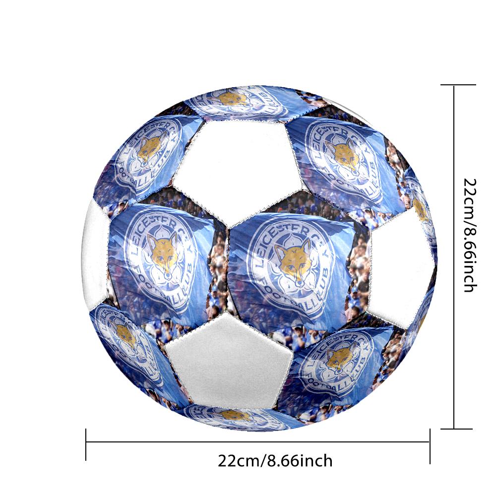Pallone da Calcio Leicester City taglia 5, colorato, adatto a tutte le età, cucito a macchina, materiale PVC, qualità da competizione, durevole e ad alto rimbalzo