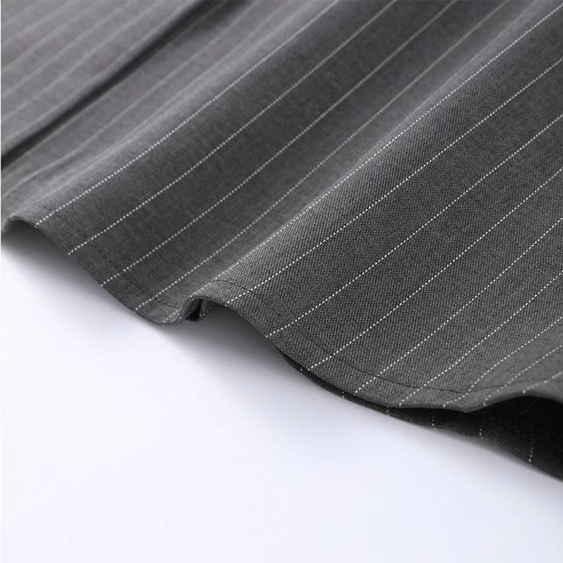 Elegant Striped Shirt Skirts Set Women's Slim Single Breasted Blouse Hip Package Short Skirt Suits Female Chic Outfits Vintage