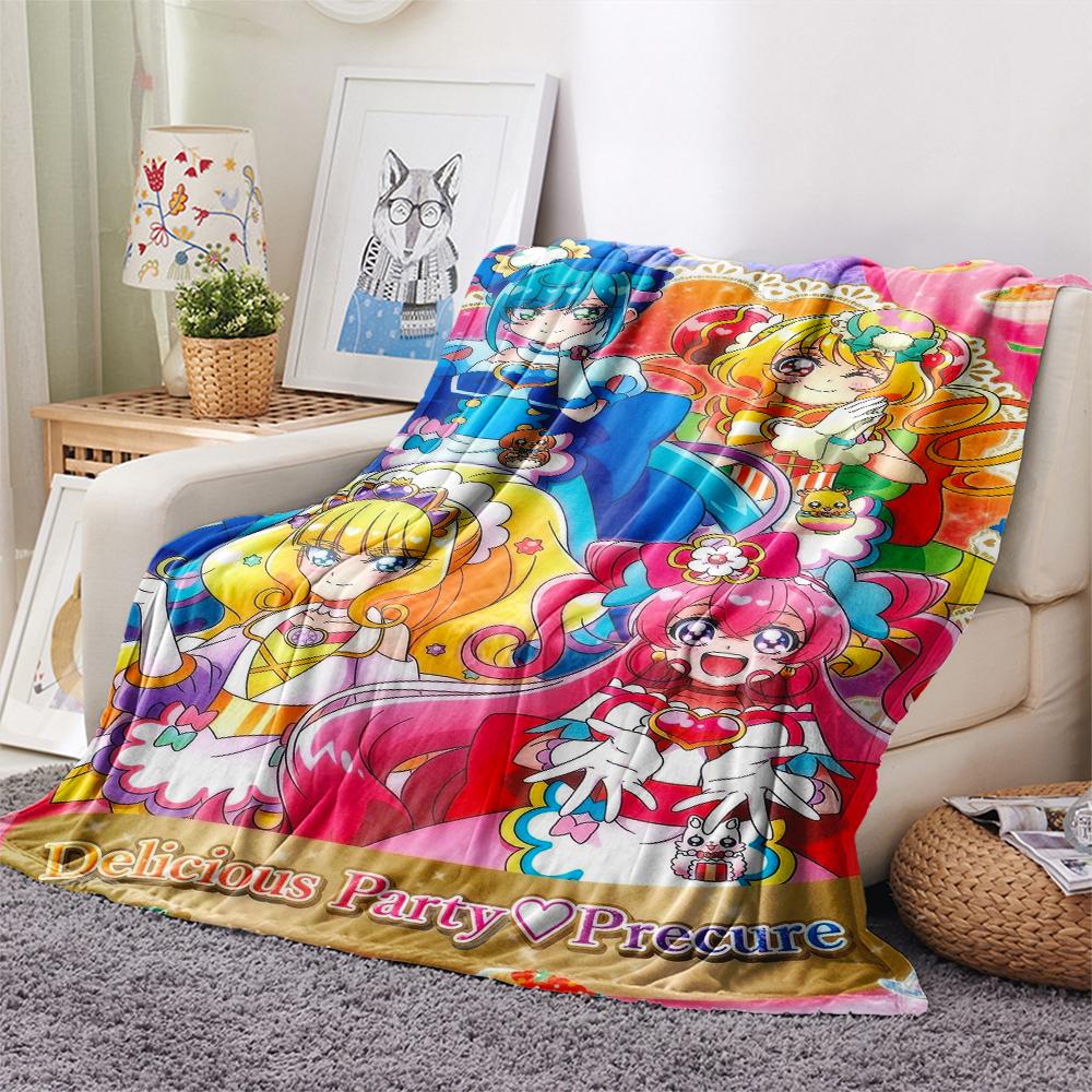 1PC Pretty Cure Print Flannel Blanket, High quality Comfortable for All Seasons, Home Decor, Warmth and Comfort, Perfect for Christmas Gifts