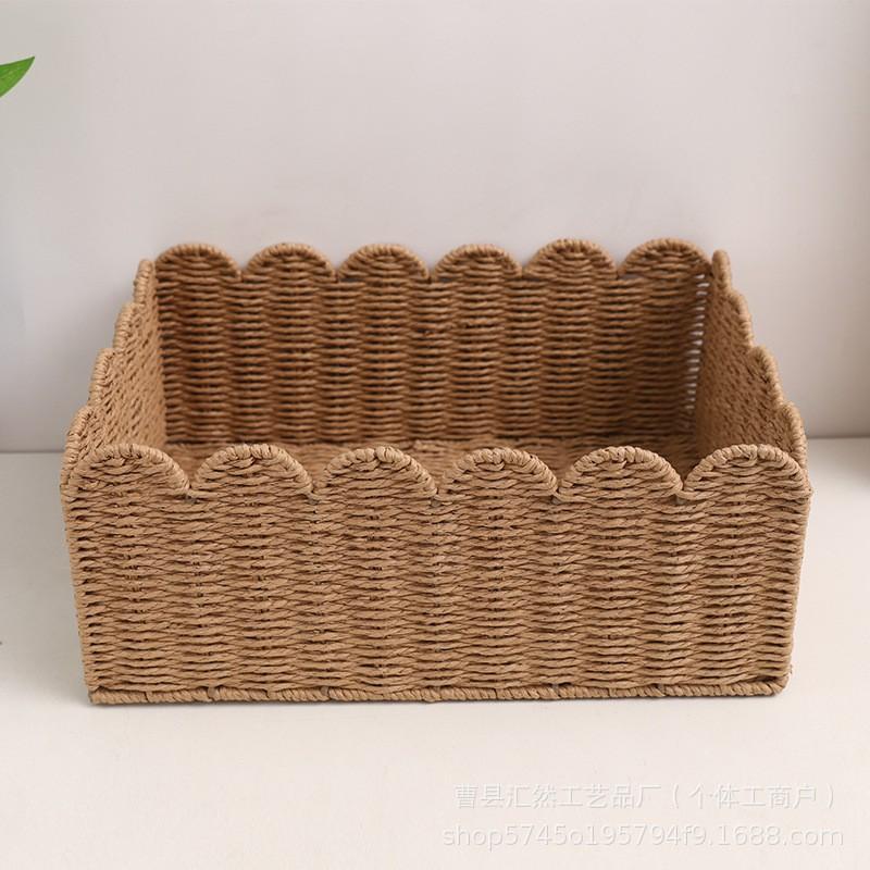 Rattan-Style Paper Storage Basket Set Home Organization - Small Medium Large Sizes