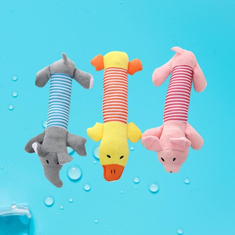 Molar Hundeleke Plysjrekvisita Passer for alle Valp Kjæledyr Squeak Chew Leke Morsom Slitesterk tygge Elefant And Gris Leketøy Kjæledyrsrekvisita Molar