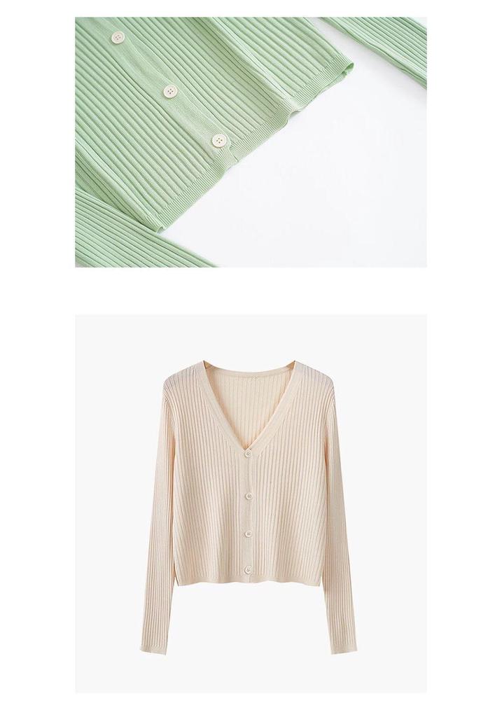 Women's Ice Silk Knit Cardigan - Short Style for Spring & Summer