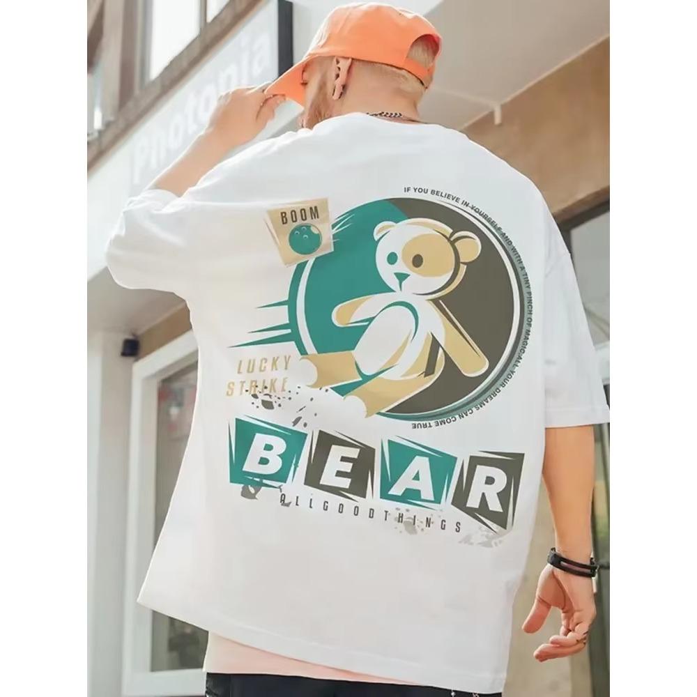 Summer New Casual Loose T-shirt Short Sleeved Men's Fashion Loose Printing Large 8XL Hip Hop Couple Wear Half Sleeve Cotton Top
