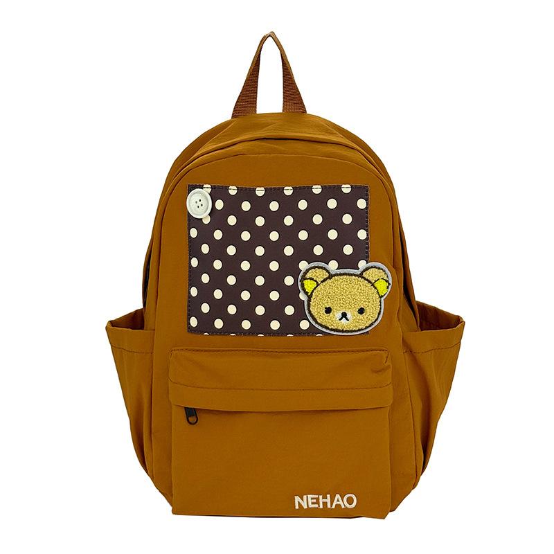 Schoolbag ancient style patchwork versatile backpack casual fashion junior high school students cute bear light small backpack