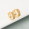 Women Creative Geometric Hoop Earrings Round Gold Color Ear Ring Zircon Crystal Buckle Type