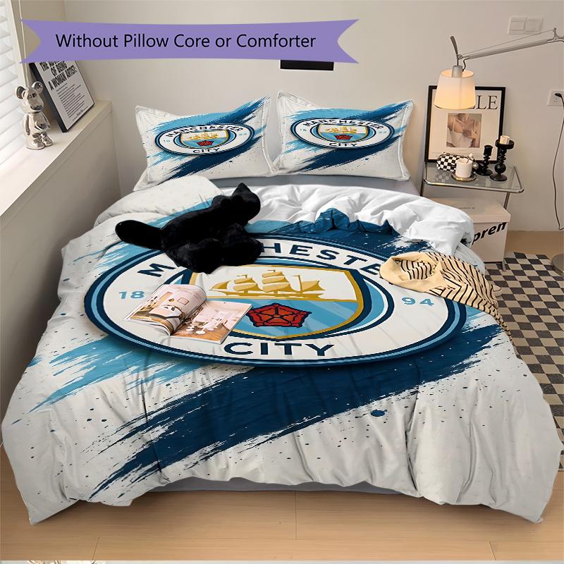 3Pcs Manchester City Crest Bedding Sets For All Sizes New 3D Printed Bed Cover Comforter Duvet Cover Pillowcase Bedroom Decoration