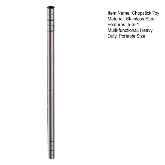 5-In-1 Multi-functional Chopstick Fidget Toy with Stainless Steel Chopstick Straw Toothpick Hanger Tool Detachable Portable Travel Stress Relief Toy