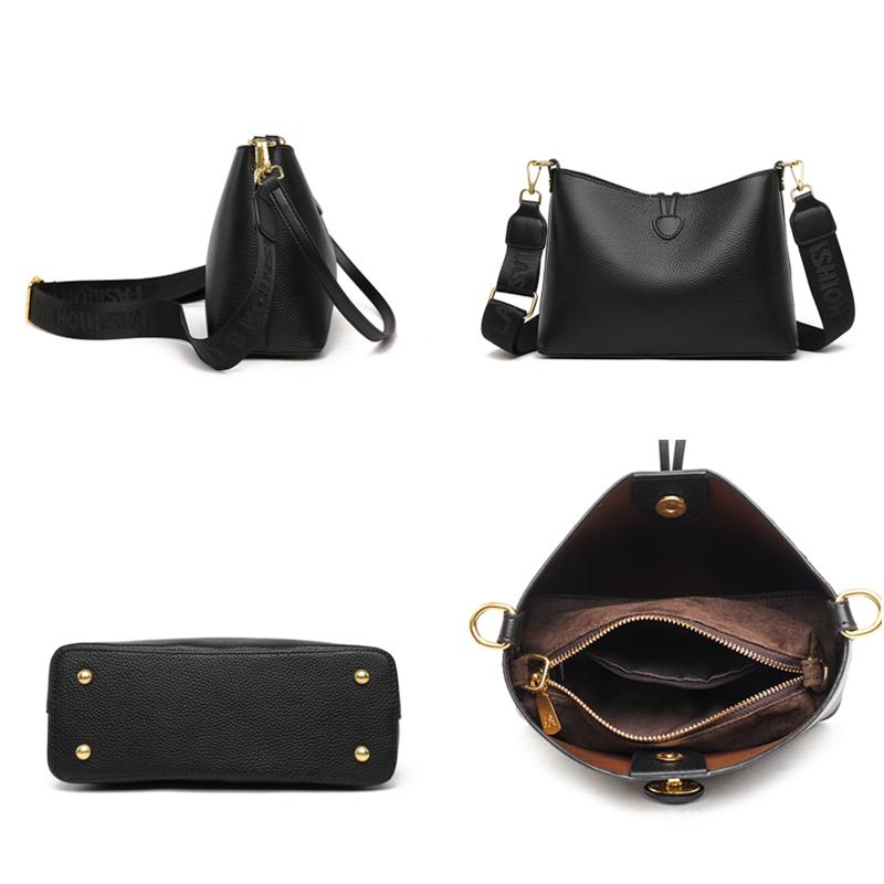 Hohe Qualität Weiche Kuh Leder Handtasche Luxus Frauen Eimer Messenger Schulter Umhängetasche Weibliche Mode Echtes Leder Tote