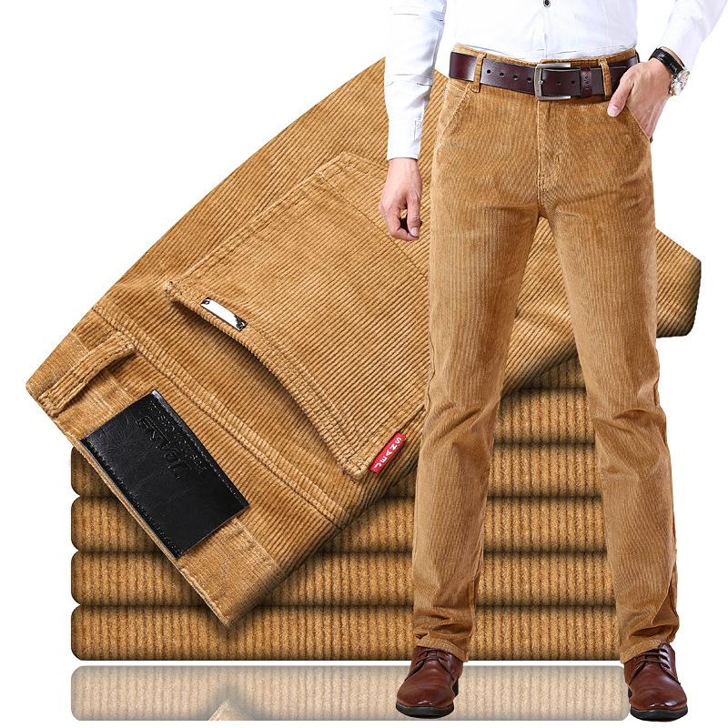 2026 Autumn And Winter New Long Pants Corduroy Men'S Elastic Business Casual Pants Men'S Striped Regular Straight Leg Pants Trend