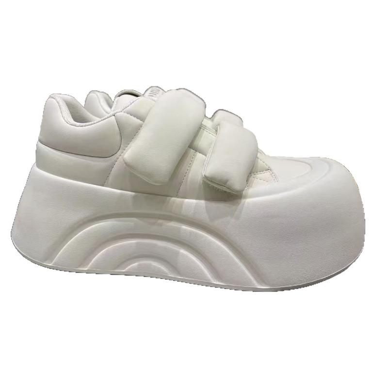 Ultra-light sole versatile Velcro little white shoes women's new muffin thick baseplate shoes big head ugly cute bread shoes