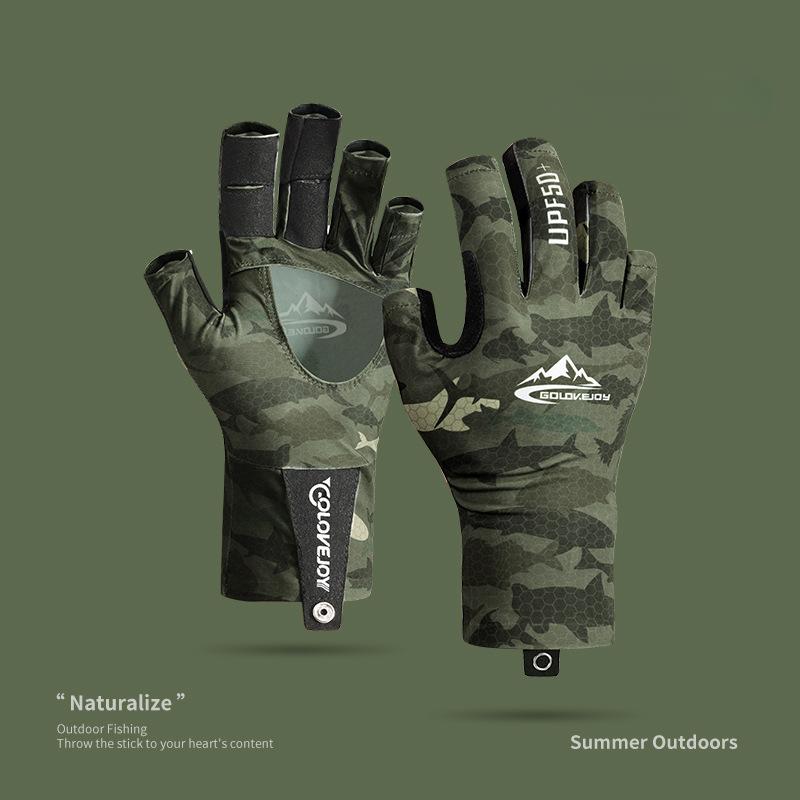 Summer Waterproof Fishing Gloves, Anti Slip Breathable Ice Silk Fishing Gloves for Men and Women Bicycle Skiing Fishing Gloves