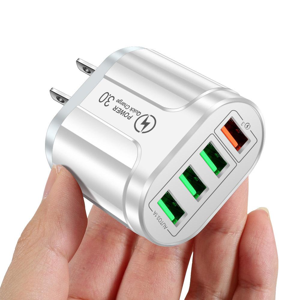 48W 4 Ports USB Fast Charger Quick Charge 3.0 Wall Mobile Phone Fast Charging Travel Charging Adapter For iPhone Samsung Xiaomi