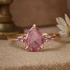 Pink Pear & Kite Cut Sapphire Ring – Yellow Gold Plated Wedding, Engagement, Anniversary, Promise Gift for Women | Birthstone Jewellery