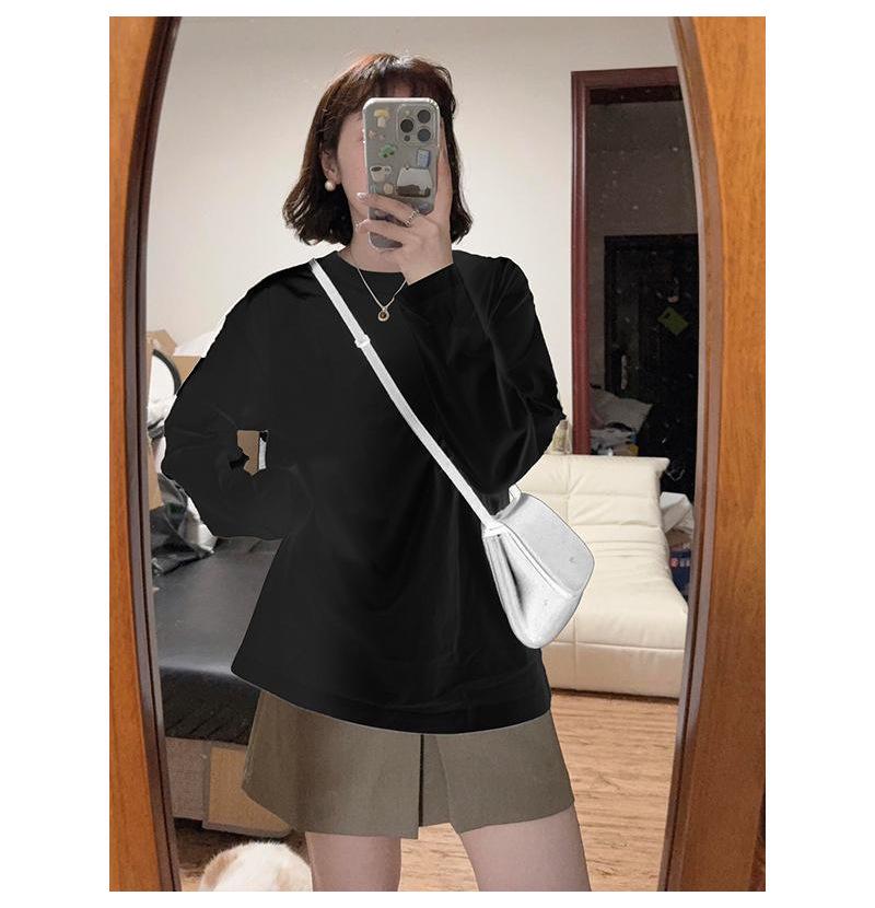 Women's Long Sleeve Cotton Base Layer - Warm, Regular Fit for Spring, Autumn, Winter - Plus Velvet Inner Layer