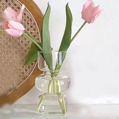 Transparent Glass Vase Flower Aesthetic Stylish Cabinet Bouquet Holder Clear Containers Desk